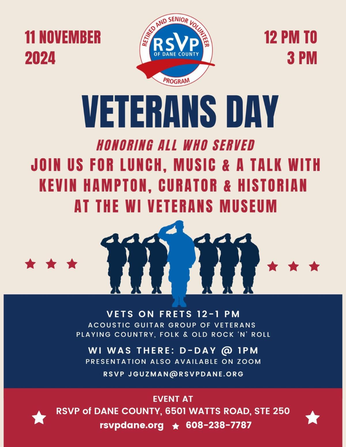 RSVP celebrates Veterans Day with a special luncheon, music and talk by Kevin Hampton